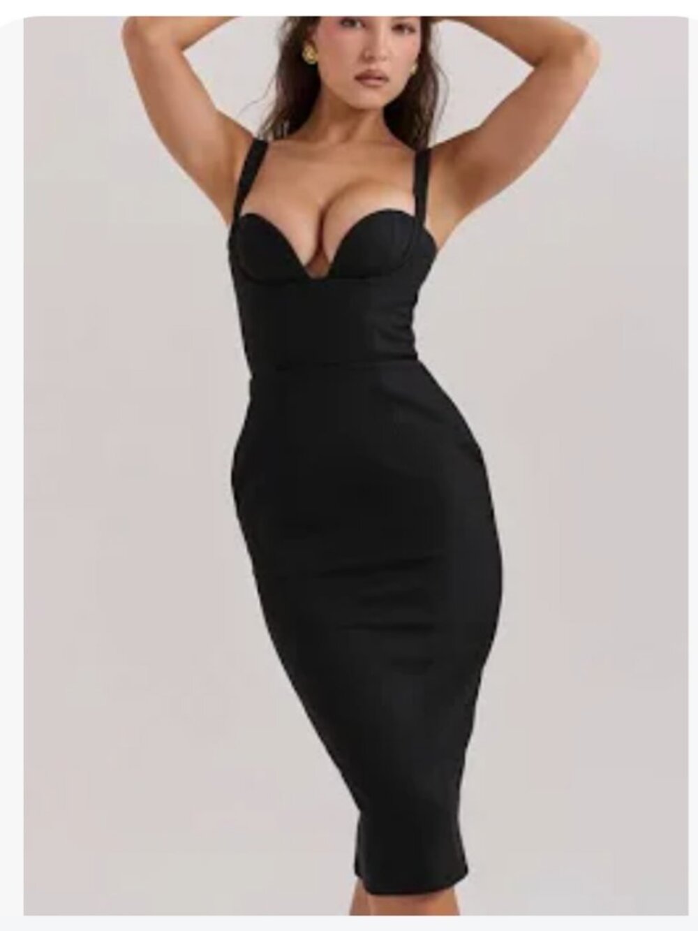 House Of CB Bellissima Sweetheart Midi Dress Black SIZE L+ New with tags